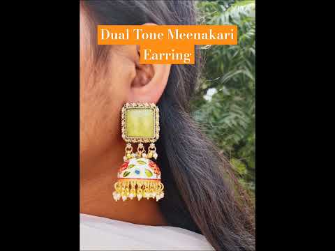 Handpainted Meenakari Work Pearl Mogra Resin Stud Jhumka Earing