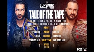 WWE Survivor Series 2020 : Roman Reigns vs Drew Mc