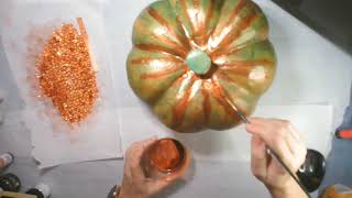 Pumpkin Acrylic Pour - Part 2 Embellishing  - #YT100Challenge