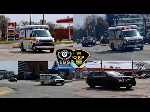 Responding To Hospital - Essex-WindsorEMS, 1128 & O.P.P. Stealth Tahoe - Lights & Sirens