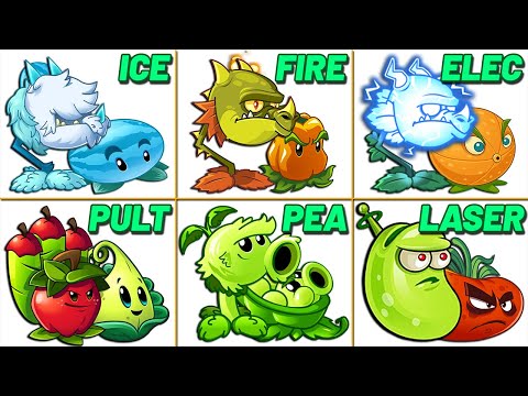 PvZ 2 6 Best Random Team Plants - ICE x FIRE x ELECTRIC x PEA x PULT x LASER - Plants vs Zombies 2