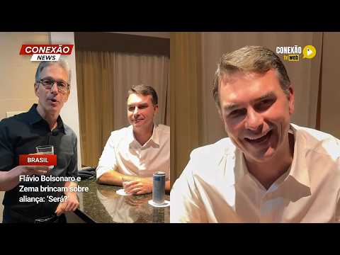 Vídeo: Flávio Bolsonaro e Zema brincam sobre aliança: ‘Será?‘