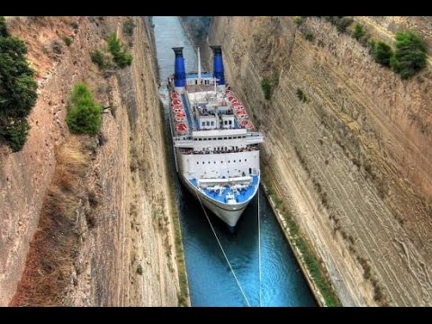 Ship traffic in Corinth Canal - Greece