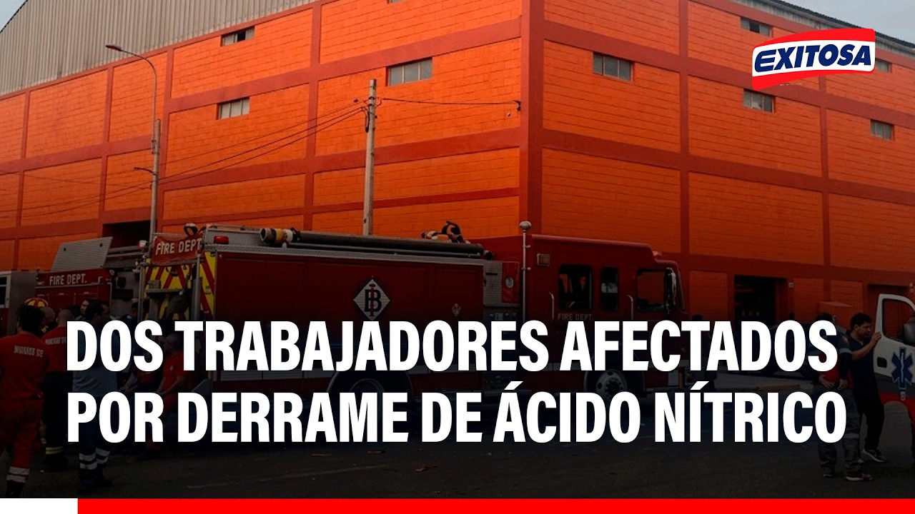 🔴🔵Dos trabajadores afectados tras derrame de 40 galones de ácido nítrico en predio de jirón Zorritos