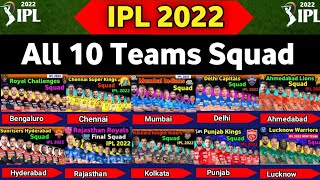 IPL 2022 - All Team Squad | IPL 2022 All 10 Teams  Players List | RCB,CSK,MI,DC,PBKS,SRH,RR,KKR