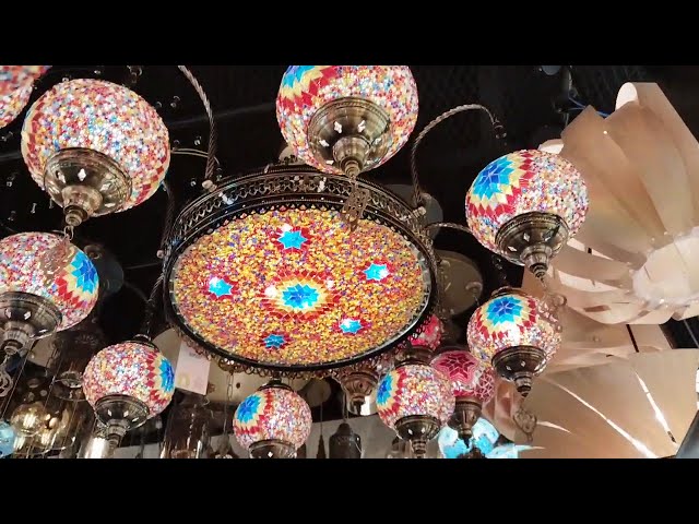 نجفة تركي موزاييك احمر 8 مصابيح