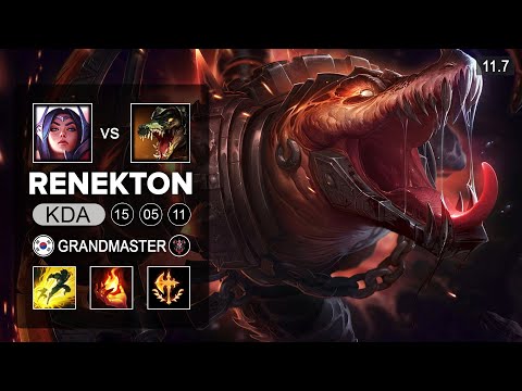 Renekton Mid vs Irelia - KR Grandmaster Patch 11.7