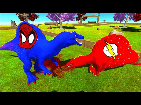 WHO CAN ESCAPE FROM SPIDERMAN SPINOSAURUS - Animal Revolt Battle Simulator