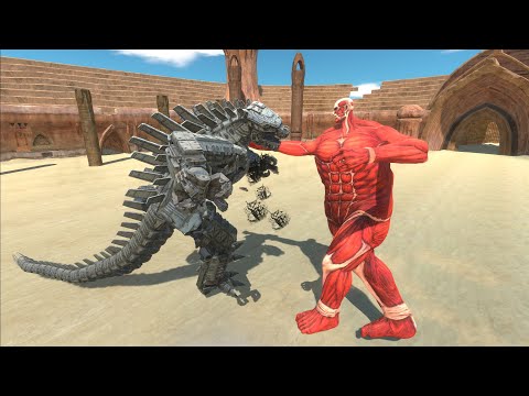 - COLOSSAL TITAN VS MECHAGODZILLA 2021 AT THE ARENA - Animal Revolt Battle Simulator