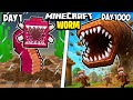 I Survived 1000 Days As A WORM In Minecraft