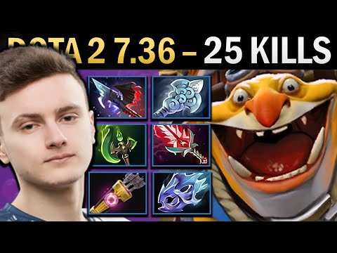 Techies Gameplay Miracle with 25 Kills and Bloodthorn - Dota 7.36