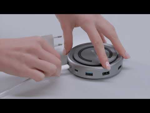 Canyon USB Type-C kelių prievadų šakotuvas su belaidžiu įkrovikliu DS-7 video