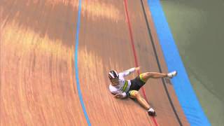 La caduta di Matthew Glaetzer ai mondiali di Cali 2014