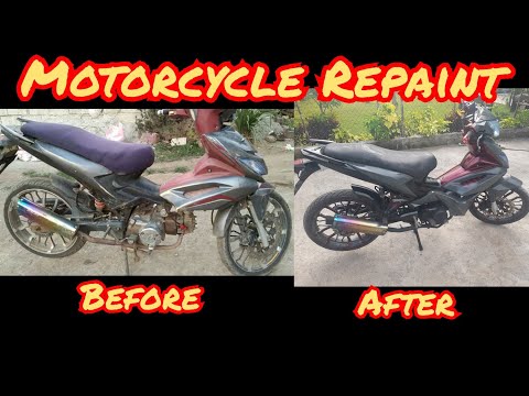 How to use Bosny spray paint on motorcycle plerings | Tutorial - Carbon design -Mettalic Red Glossy
