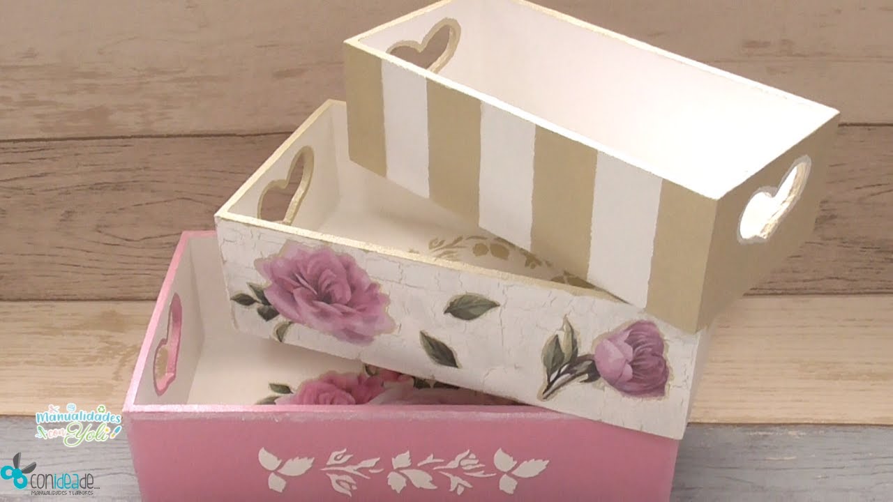 Cómo Decorar Cajas de Madera con Decoupage, Craquelado, Relieves, Plantillas y Pinturas