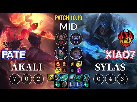 SB FATE Akali vs FPB xiao7 Sylas Mid - KR Patch 10.19