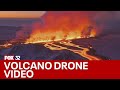 Dramatic drone video shows Icelandic volcano eruption