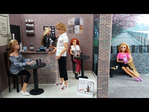 How to make a Barbie doll coffee shop handmade crafts. Video