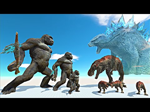 Growing King Kong vs Growing Godzilla 2014 + T-rex Size | Animal Revolt Battle Simulator