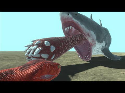 Mutant Megalodon vs titanoboa FAMILY - Animal Revolt Battle Simulator
