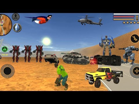 Vegas Crime Simulator (Vegas Hero Fight Robot Car Machine) Army Destroy Iron Tanks - Gameplay HD