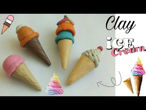 How to make miniature realistic cone ice cream with Polymer clay