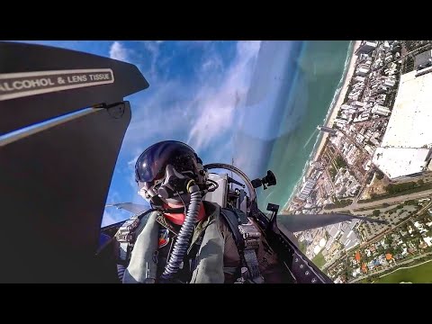 Miami Airshow - F-16 Demo  (w/Cockpit Audio) - Forward and Rear Facing Video