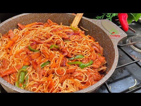 I DISCOVERED HOW TO MAKE THE EASIEST/ TASTIEST JOLLOF SPAGHETTI RECIPE | ONE POT SPAGHETTI JOLLOF