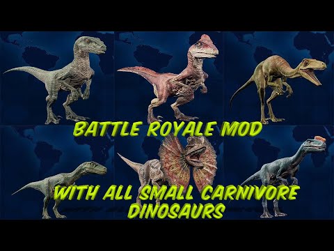 Battle Royale Mod All Small Carnivore Dinosaurs - Jurassic World Evolution, Dinosaur Fights ( DUO )
