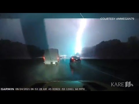 WATCH: Dashcam captures lightning strike during severe storm