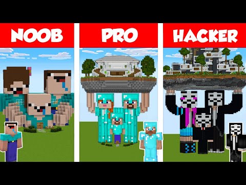 Minecraft NOOB vs PRO vs HACKER: FAMILY STATUE HOUSE BUILD CHALLENGE in Minecraft / Animation