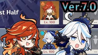 【原神】Ver.7.0 マーヴィカ＆フリーナの両単騎で螺旋12層 星9クリア/ Ver.7.0 Spiral Abyss Floor 12 Mavuika ＆ Furina Solo ☆9 Stars
