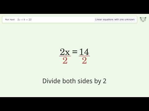Solve 2x+8=22: Linear Equation Video Solution | Tiger Algebra