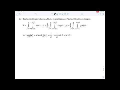 Übungsblatt8 Aufgabe h.1 – Schwerpunkt Doppelintegral