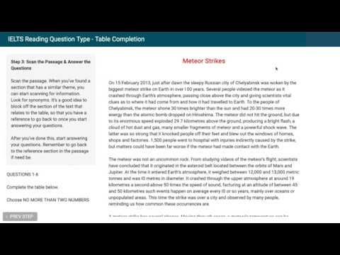 IELTS Academic Reading - Table Completion