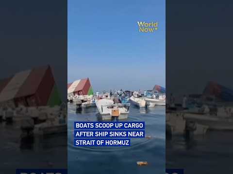 Boats scoop up cargo after ship sinks near Strait of Hormuz #worldnow
