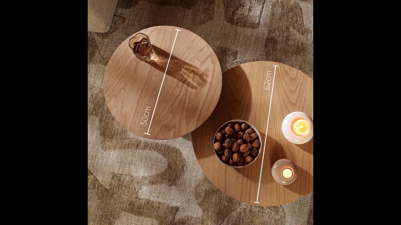 Couchtisch Set Ash rund Ø50 / 62 cm Eiche schwarz