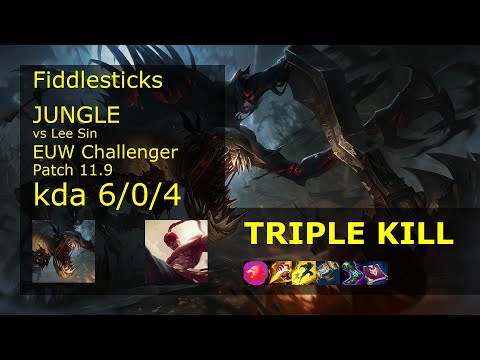 Fiddlesticks vs Lee Sin Jungle - EUW Challenger 6/0/4 Patch 11.9 Gameplay