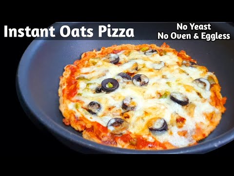 Quick Oats Pizza Recipe | Gluten Free Pizza Base On Pan | No Yeast No Oven Instant Pizza