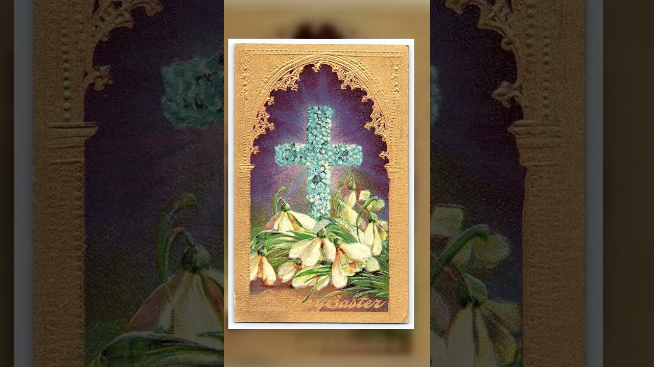 Easter Cross and Flowers, Divided Back Postcard, 1915 Postmark Video