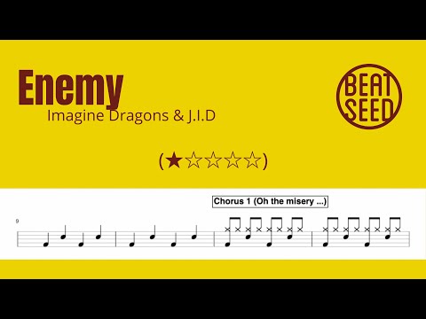 Enemy - Imagine Dragons & J.I.D (★☆☆☆☆) Drumsheet with music