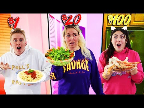 SURVIVING 24 HOURS ON A FOOD BUDGET! $1 vs $500 budget!