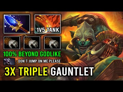 WTF 10Min Beyond Godlike Triple Gauntlets Start Item 100% Delete Any Ganker 1v5 Huskar Mid Dota 2