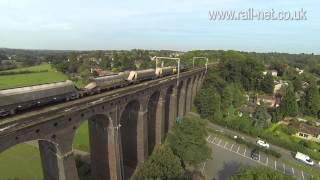 preview picture of video '66519 Ferme Park to Bardon Hill crosses Digswell Viaduct- Aerial Video'