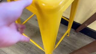 Vogue Furniture Direct 24 High Bar Stools Backless Yellow Metal Barstools Indoor Outdoor Counter