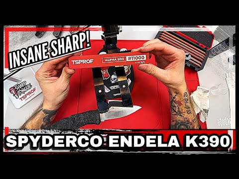 How Sharp Can K390 Get? Spyderco Endela + TSProf Alpha Stones Test! 🔪🔥 Knife Sharpening #tsprof