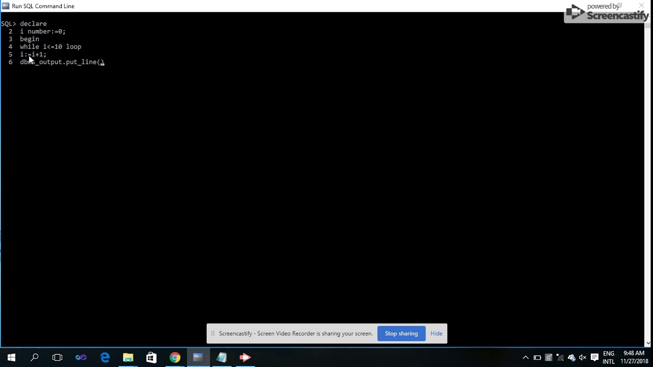 While loop program using PLSQL