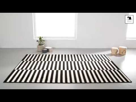 Teppich Panel Kunstfaser - Schwarz / Creme - 80 x 300 cm