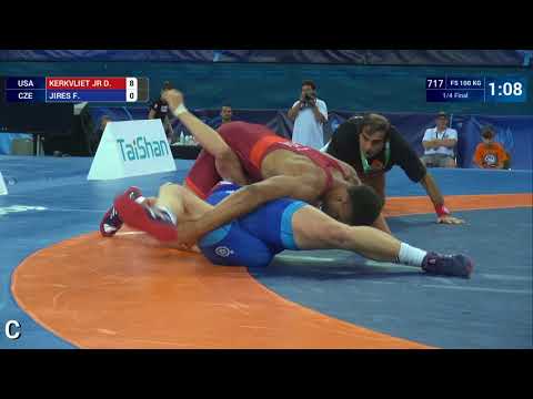 1/4 FS - 100 kg: D. KERKVLIET JR (USA) df. F. JIRES (CZE) by VSU, 10-0
