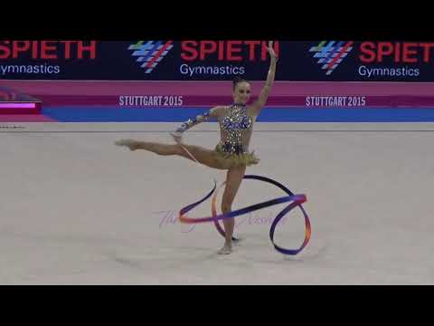 Marina DURUNDA (AZE) ribbon - 2015 Stuttgart worlds Qualifs